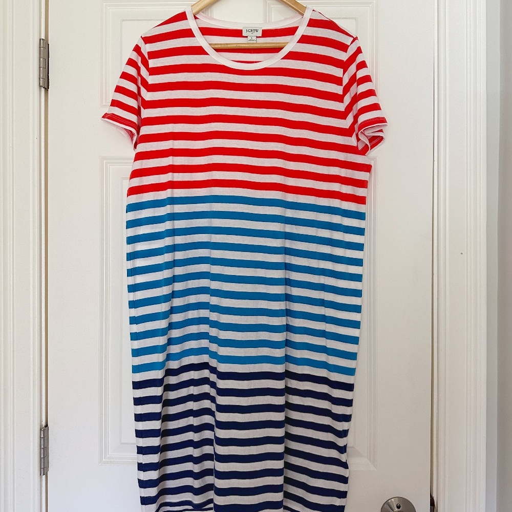 J Crew Factory Striped T-Shirt Dress Large NWT